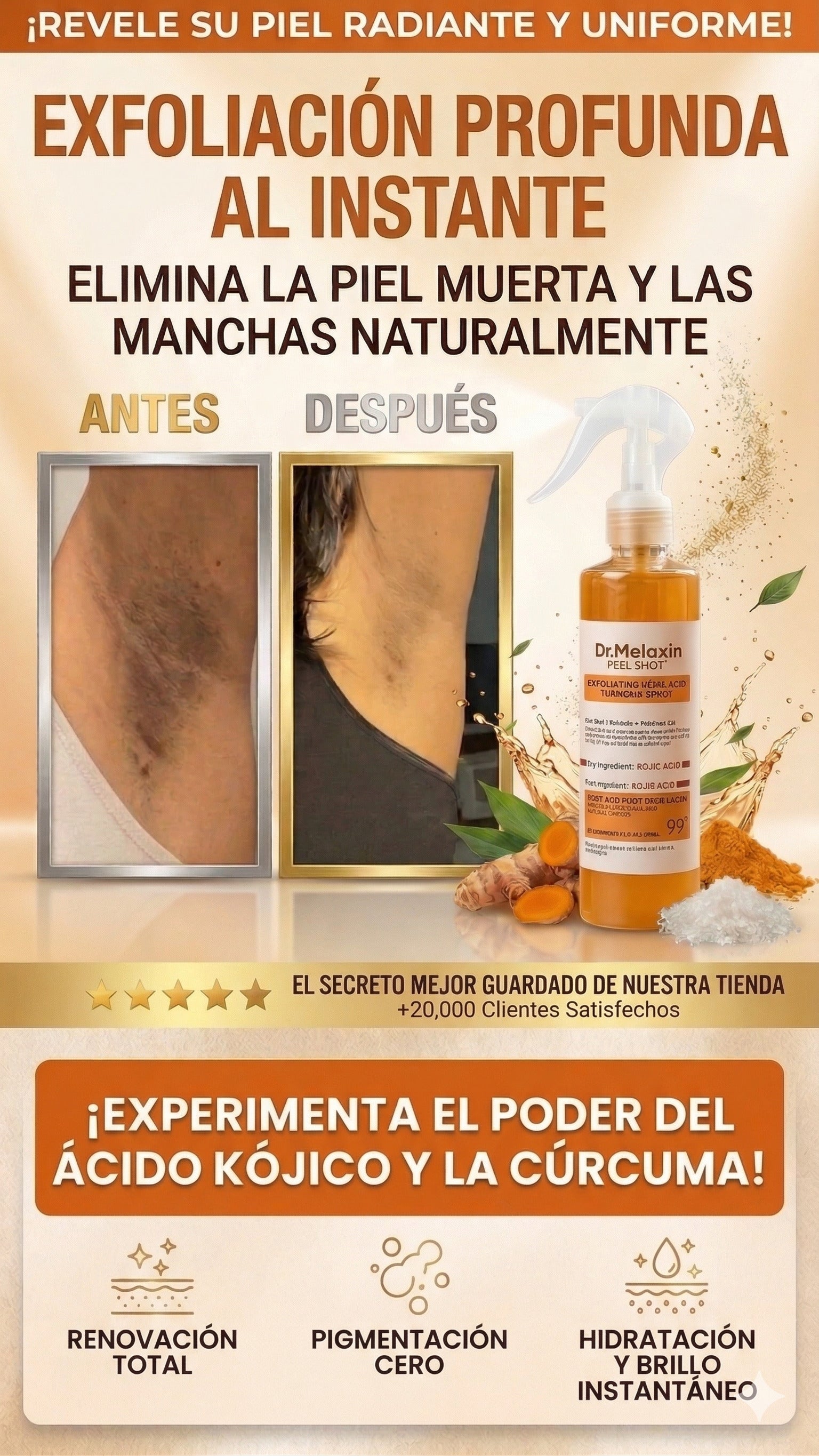 Dr. Melaxin Peel Shot™ — Exfoliante Corporal Kojic + Cúrcuma